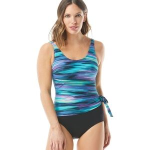 Gabar Chlorine Resistant Draped Side Tie One Piece Swimsuit Sz 12